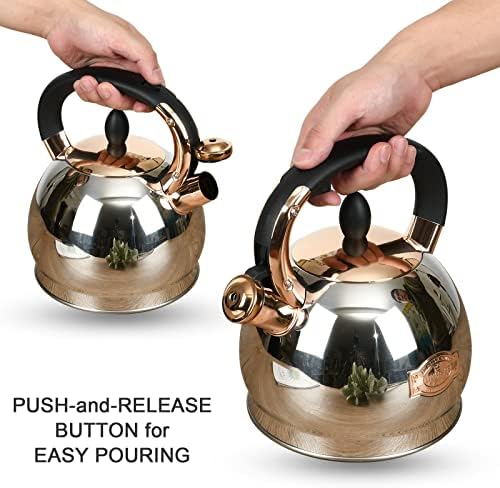 Stainless Steel Whistling Tea Kettle with 28 Quart Capacity