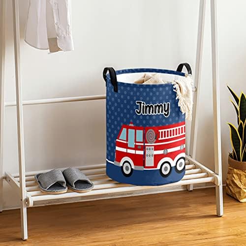 Fire Truck Personalized Collapsible Laundry Hamper 50L Durable Functional