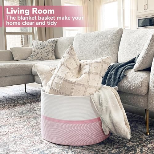 Chicvita XXL Cotton Rope Basket Pink - Keep Everything in Sight Style