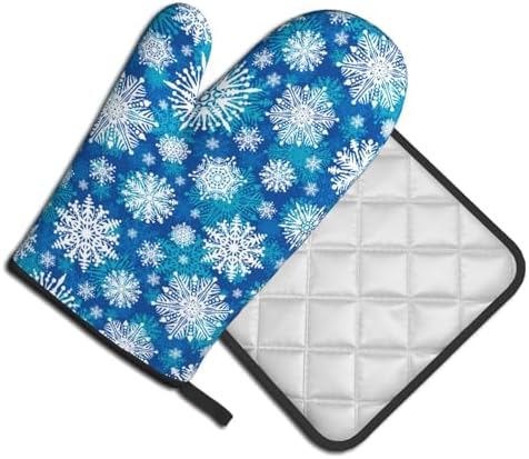 Winter Snowflakes Oven Mitts and Pot Holders 2-Piece Set