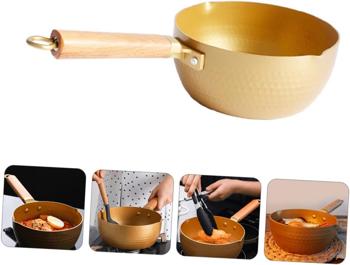 Japanese Style Non Stick Milk Pan With Gold Hammered Handle