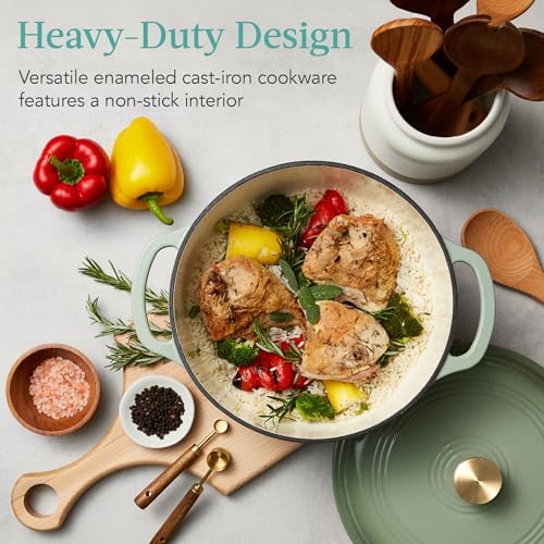 6 Quart Cast-Iron Dutch Oven - Sage Green