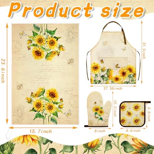 Bencailor 7 Pcs Kitchen Towels Set with Oven Mitt and Apron