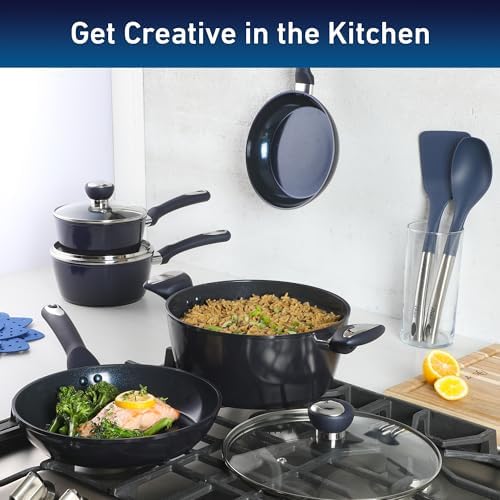 Oster Hawke 14-Piece Cookware Set BlackBlue