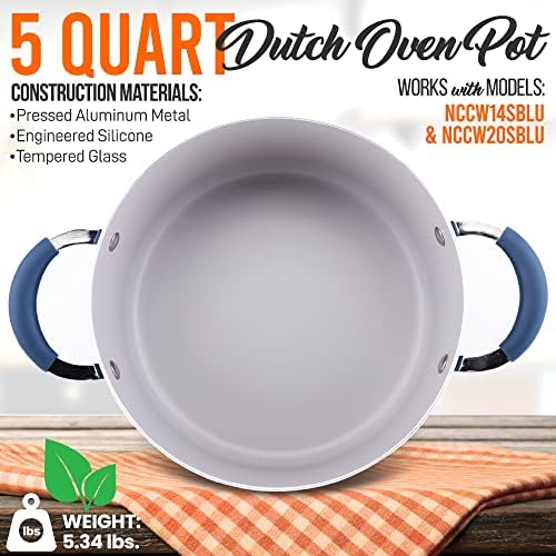NutriChef Dutch Oven Pot with Tempered Glass Lid - 5 Quart Non-Stick