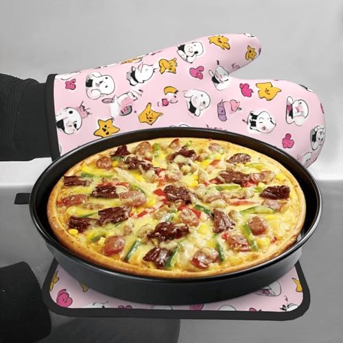 Lovely Rice Ball Printed Oven Mitts and Pot Holders 2pcs Set