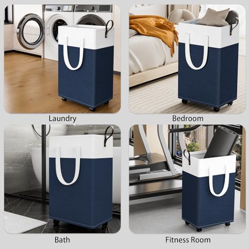 Durable Space-Saving Rolling Laundry Basket with Wheels