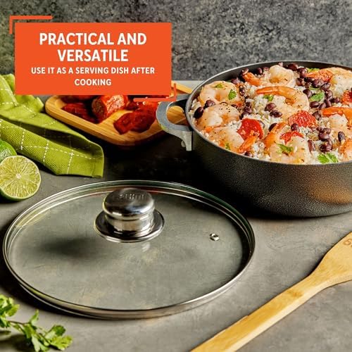 IMUSA 32Qt Nonstick Charcoal Dutch Oven with Glass Lid