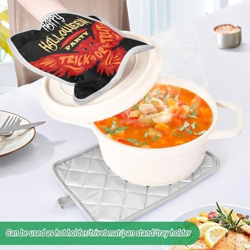 OURVII 2Pcs Halloween Flying Owl Potholders Set