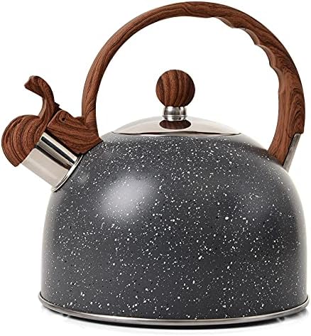 25 Quart Stainless Steel Wood Pattern Tea Kettle for Stove-Top Style