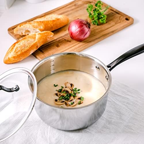 GRANDTIES 3 QT Stainless Steel Saucepan PVD Coated
