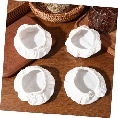 4pcs Beige Cotton Canning Jar Lids Covers Wide Mouth Jar Protectors