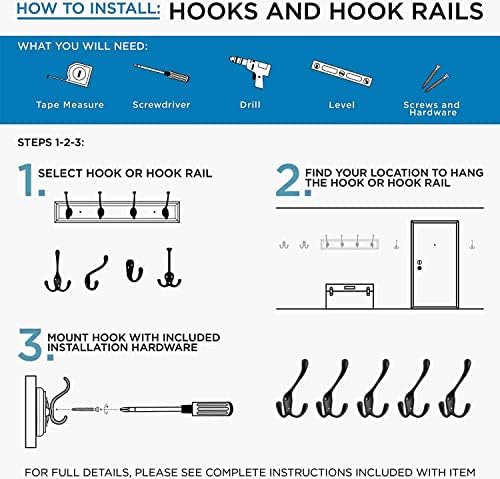 Durable 5-Pack Coat Hat Hooks with Flared Prongs