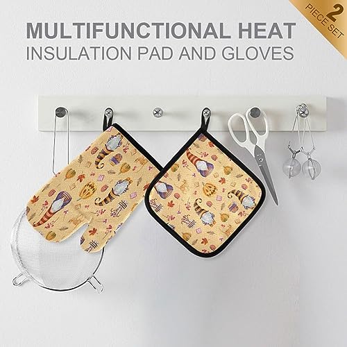 QUGRL Vintage Halloween Gnomes Oven Mitts Set