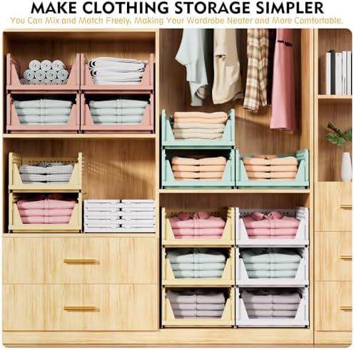 SNSLXH 5-Piece Stackable Closet Organizer Box Wardrobe Storage Solution White
