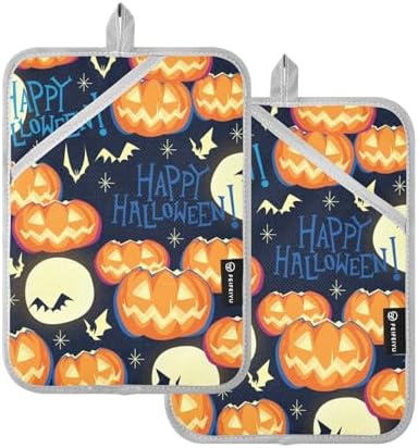 creative Halloween Orange Pumpkins Potholders Set for Kitchen Heat Protection