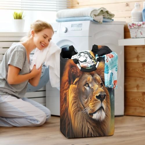 Kigai Collapsible Laundry Basket with Handle Large Waterproof Organizer for Home Use