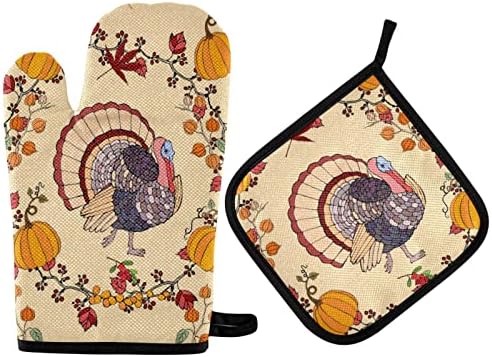 Thanksgiving Decoration Oven Mitts and Pot Holders Set