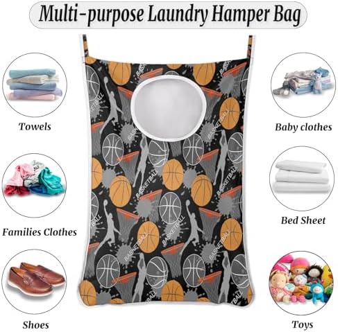 Ioracida Foldable Wall Hanging Laundry Hamper Bag 16x29In