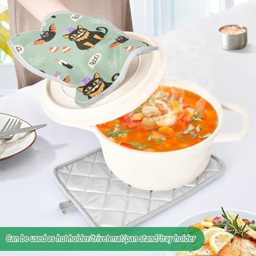 2-Piece Halloween Black Cat Potholders for Fall seasonal