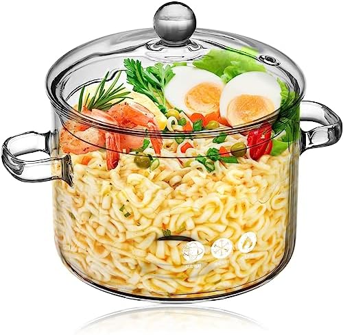 EROGO Essential Glass Saucepan with Lid 1900ml Heat-Resistant