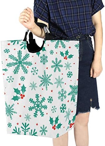 Susiyo Winter Christmas Green Snowflakes Foldable laundry basket