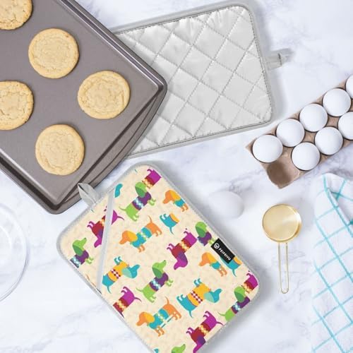 Dalmations Potholder Set Colorful Dachshund Wiener Oven Mitts