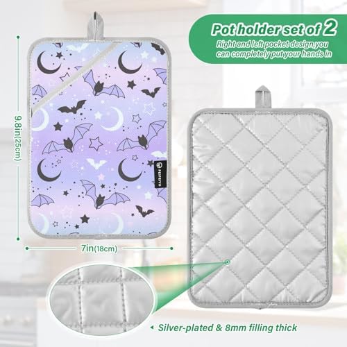 OurVii Magic Bat Flying Kitchen Potholders Set