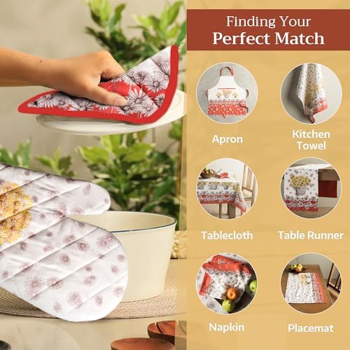 8x8 Heat-Resistant Cotton Potholder with Loop for Kitchen Use