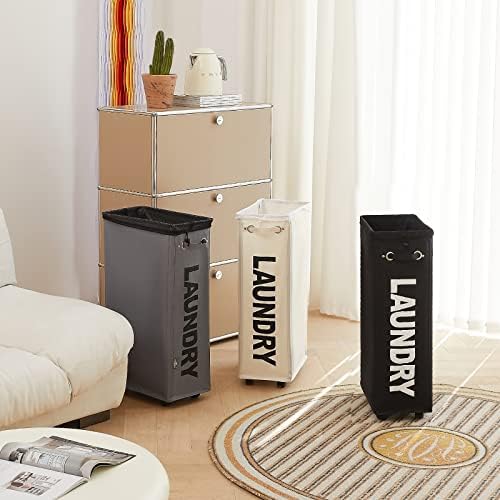 Ultra Portable 29-Inch Slim Laundry Hamper with Wheels Black