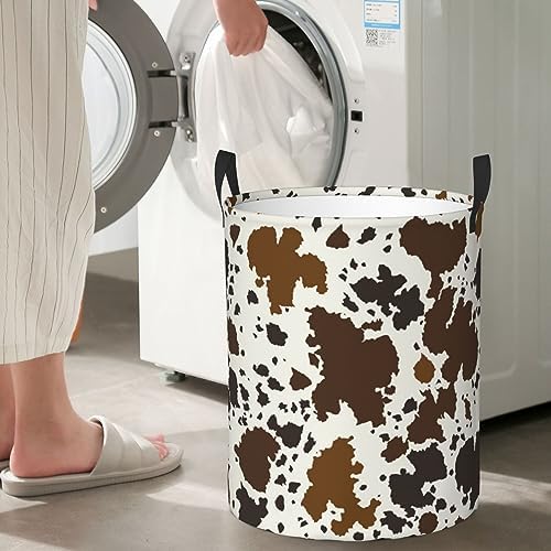 MZERSE Boys Girls Unique Laundry Hamper Basket Brown Skin Milk Cow Print