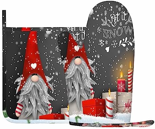 Scandinavian Dwarf Tomte Oven Mitts and Pot Holders Sets