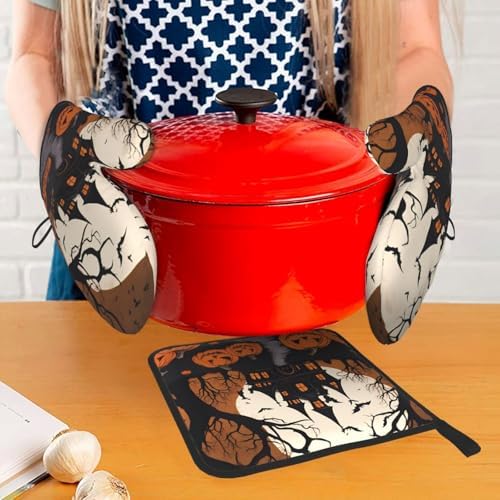 YYHHAOFA Oven Mitts Pot Holder Set Durable Heat-Insulating for Baking Cooking