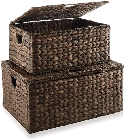 Casafield Water Hyacinth Storage Basket Set Eco-Friendly Stylish Multipurpose Organizer