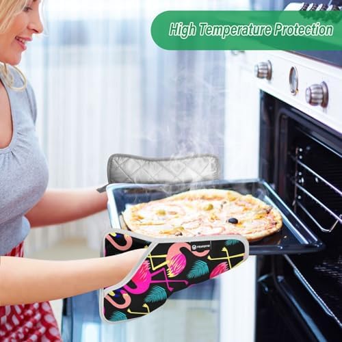 Bright Flamingo Potholder Set for Baking