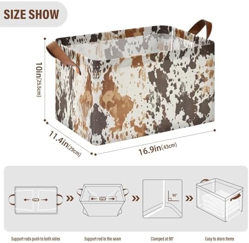 yetetasbin cow print storage basket