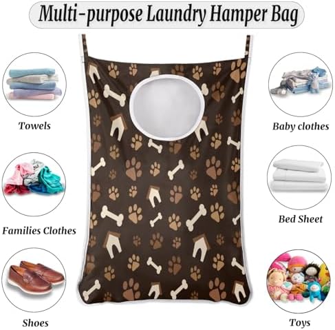 Hanging Laundry Hamper Bag with 2 Adhesive Hooks