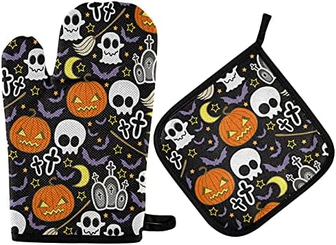 Aflyko Halloween Oven Mitt Set Heat-Resistant Stylish