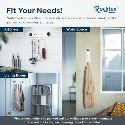 Rocktex No-Drill Wall Hooks - Heavy Duty Easy to Use
