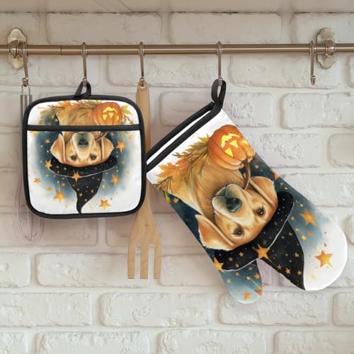 Octopus Halloween Heat-Resistant Oven Mitt and Pot Holder Set