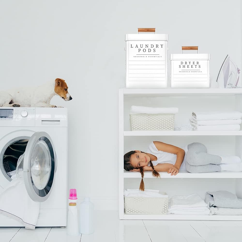 KOANEssentials Farmhouse Laundry Pods Dryer Sheets Container Set