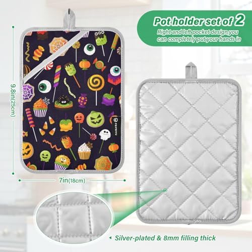Trick or Treat Halloween Potholders for the Kitchen Oven