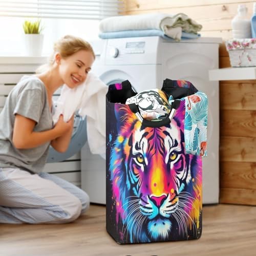 Kigai Collapsible Laundry Basket with Handles Cute Tigers Waterproof Nevil