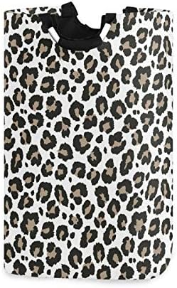 Stylish Large Laundry Hamper Basket with Gray Leopard Print and Handles