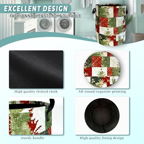 Christmas Laundry Basket with Tree Print Foldable Oxford Tote Bag