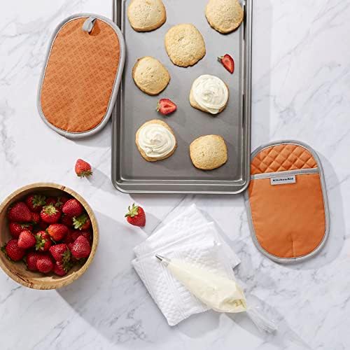 HEAT RESISTANT KitchenAid Asteroid 2-Pack Pot Holders Honey Orange 65x10