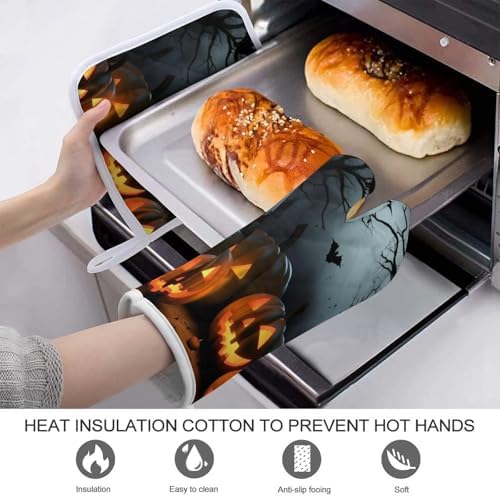 Halloween pumpkin oven mitts set