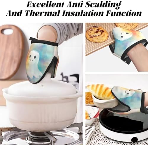 Halloween Ghost Mini Silicone Oven Mitts Safe for Baking Kitchen use