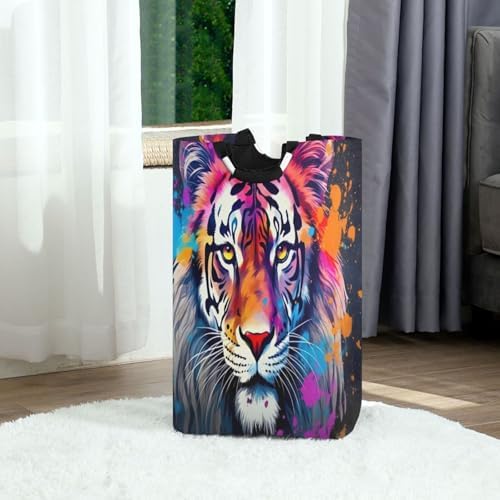 Stylish Functional Collapsible Laundry Basket with Cute Tiger Handles