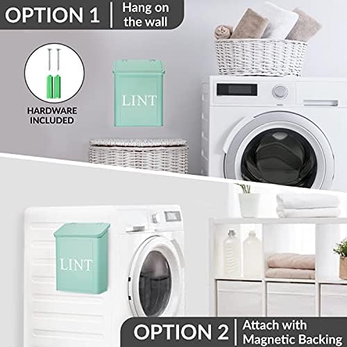 Calindiana Modern Farmhouse Metal Lint Bin 10L Mint Space-Saving Storage Solution